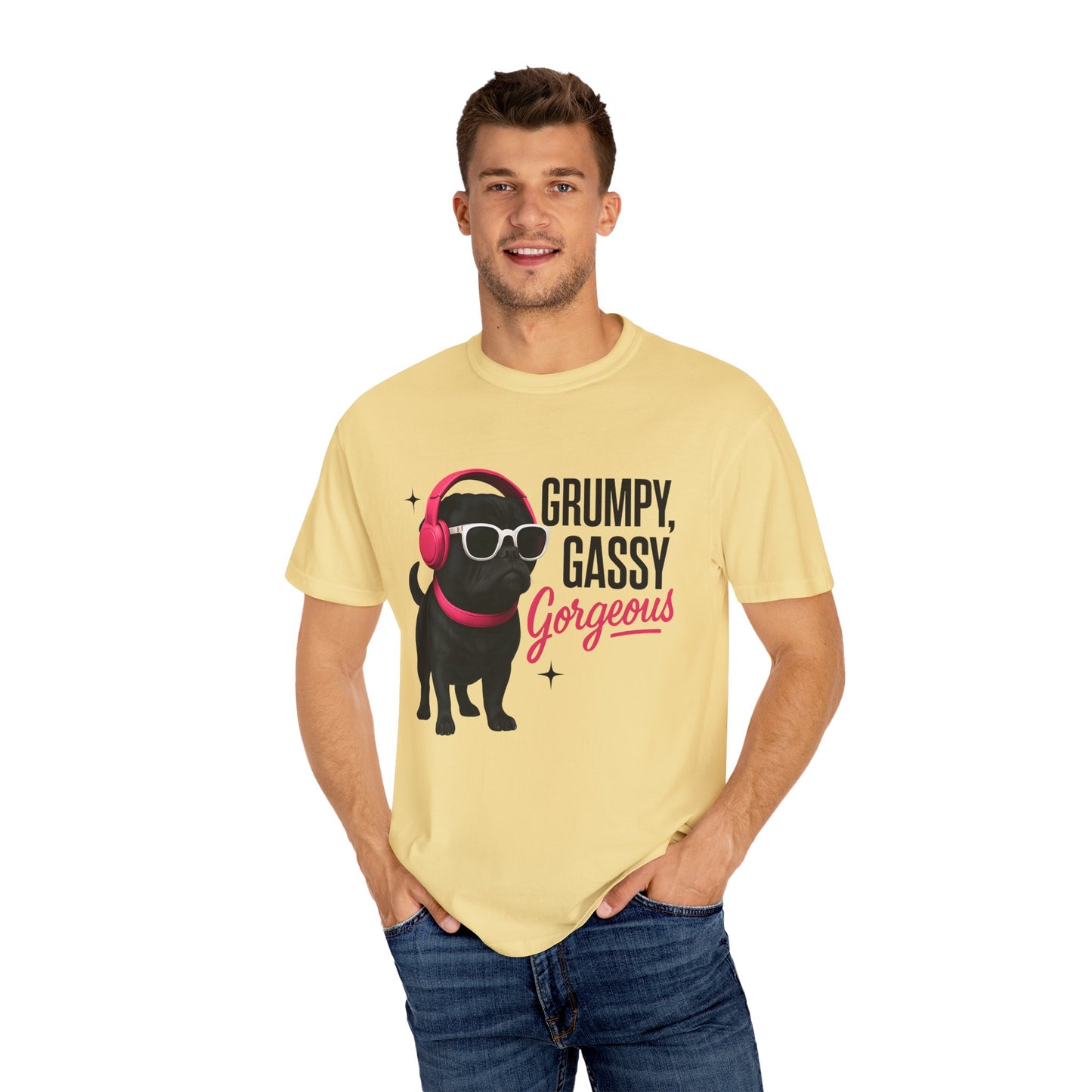 Grumpy Gassy Gorgeous Dog T-Shirt, Funny Pug Dog Lover Shirt, Unisex Pet Apparel, Gift for Dog Owners, Cute Animal Tee