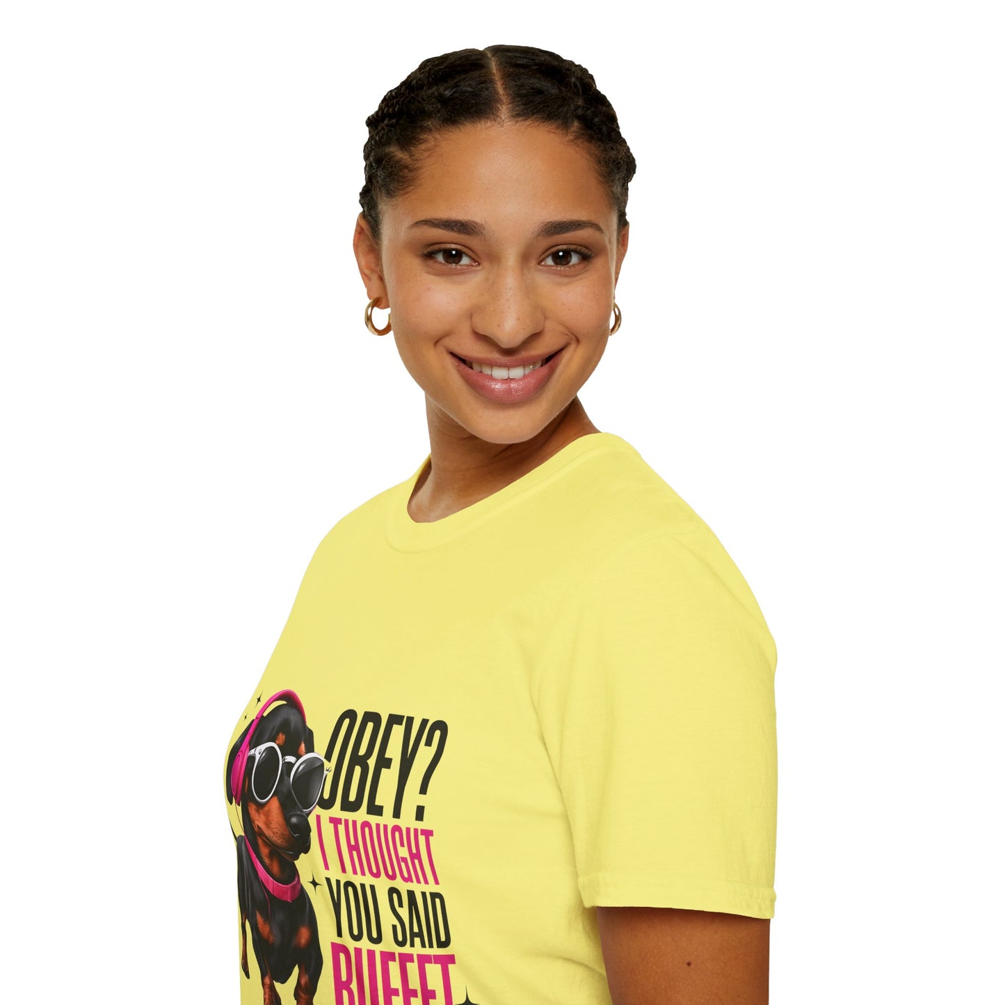 Unisex Graphic T-Shirt 'Obey I Thought You Said Buffet'