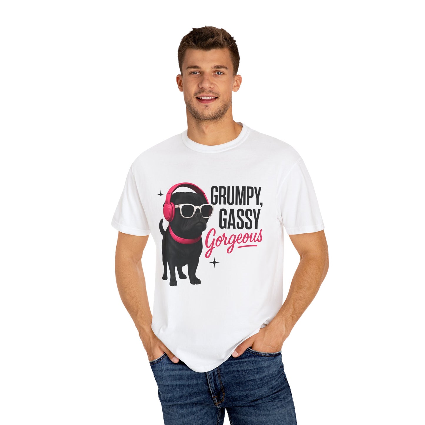 Grumpy Gassy Gorgeous Dog T-Shirt, Funny Pug Dog Lover Shirt, Unisex Pet Apparel, Gift for Dog Owners, Cute Animal Tee