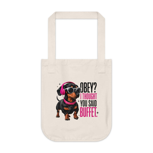 Dog Lover's Organic Canvas Tote Bag, Funny Pet Owner Gift, Unique Shopping Bag, Eco-Friendly Tote, Dachshund Design, Gift for Dog Moms