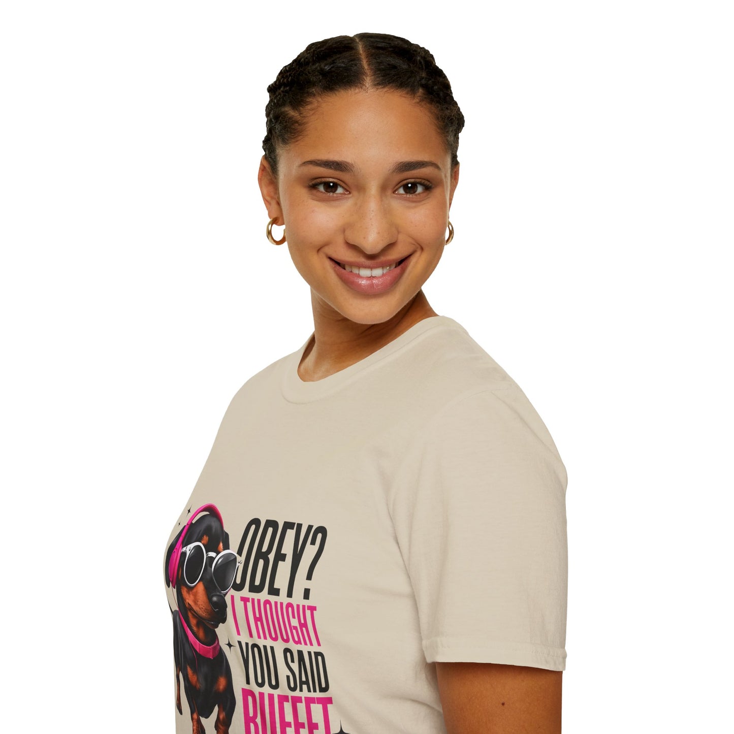 Unisex Graphic T-Shirt 'Obey I Thought You Said Buffet'