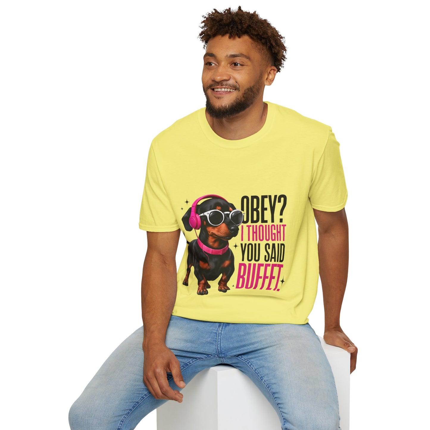 Unisex Graphic T-Shirt 'Obey I Thought You Said Buffet'