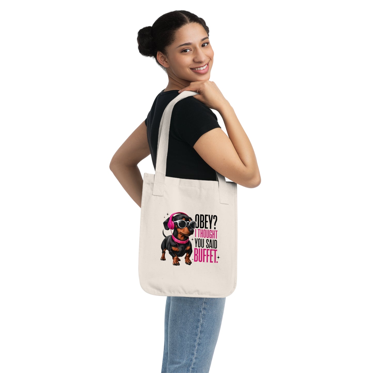 Dog Lover's Organic Canvas Tote Bag, Funny Pet Owner Gift, Unique Shopping Bag, Eco-Friendly Tote, Dachshund Design, Gift for Dog Moms