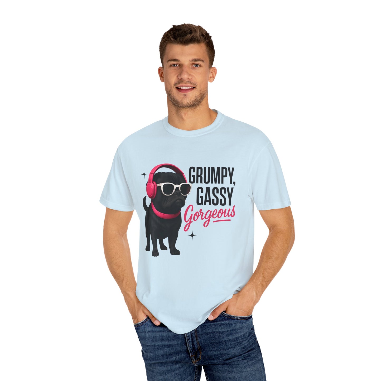 Grumpy Gassy Gorgeous Dog T-Shirt, Funny Pug Dog Lover Shirt, Unisex Pet Apparel, Gift for Dog Owners, Cute Animal Tee